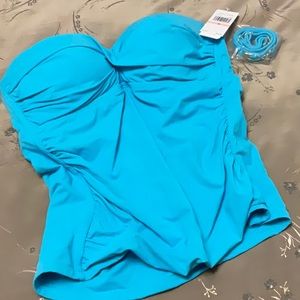 Jantzen cascade swimming top, size 10, blue color,NWT